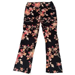 Soft Surroundings Black/Red Print Stretch Dress Pants S